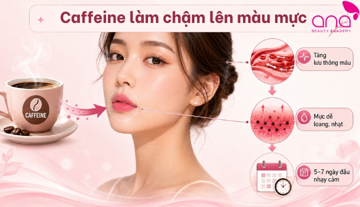 Caffeine làm chậm quá trình lên màu môi
