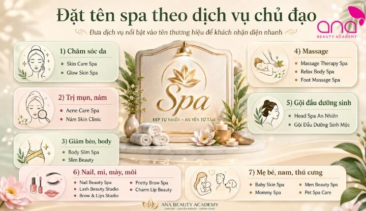 Đặt tên spa theo dịch vụ