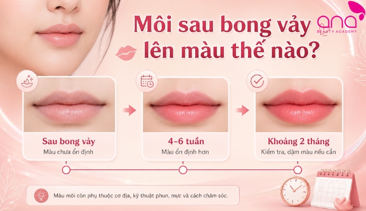 Môi sau bong vảy bao lâu thì lên màu ổn định