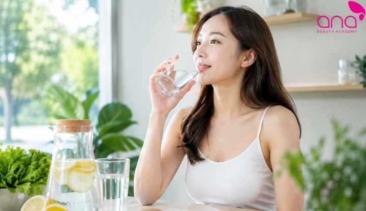Uống đủ nước để hạn chế khô môi