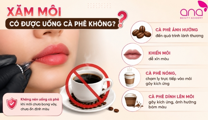 Sau xăm môi có được uống cà phê không