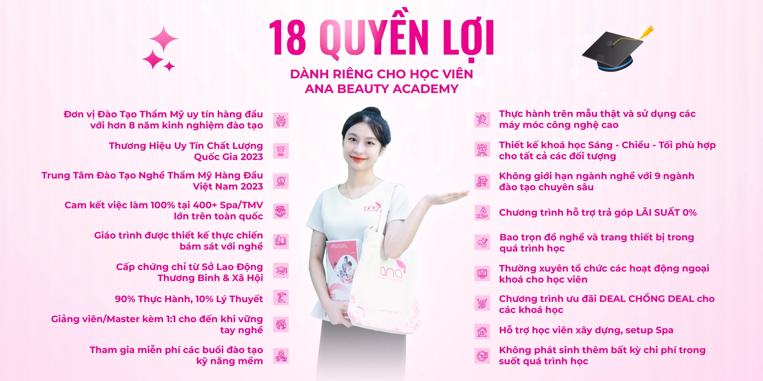 quyền lợi học trang điểm tại ana