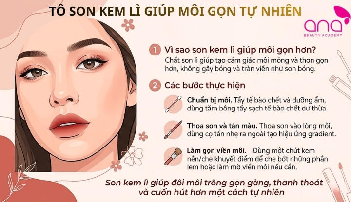 Tô son kem lì giúp môi gọn tự nhiên