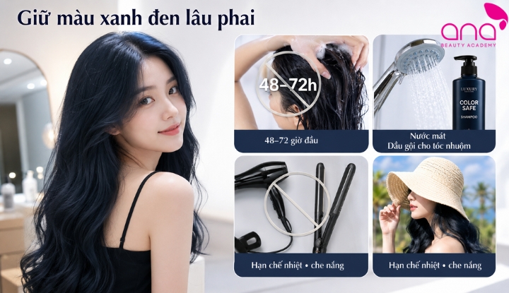 Cách giữ màu xanh đen lâu phai