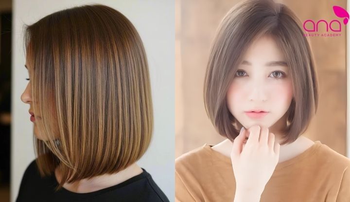 tóc ngắn uốn cụp đuôi