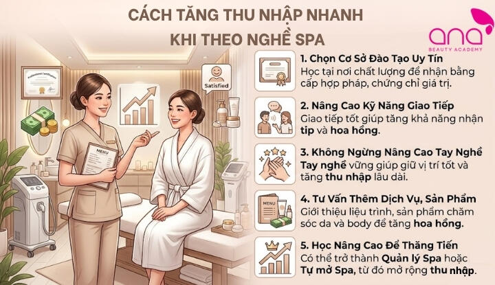 Cách tăng thu nhập nhanh khi theo nghề spa