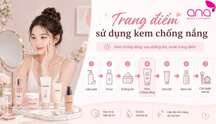 Đặt kem chống nắng đúng vị trí trong quy trình