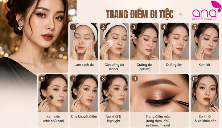 Makeup dự tiệc cần độ bền cao hơn và điểm nhấn rõ