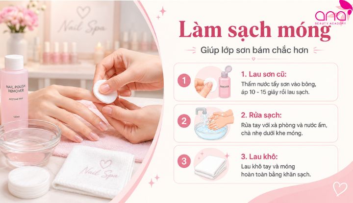Các bước làm nail tại nhà để lớp sơn mới bám chắc hơn