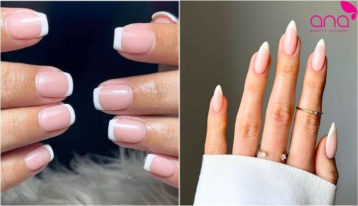 Kiểu nail thanh lịch với phần đầu móng trắng nhẹ