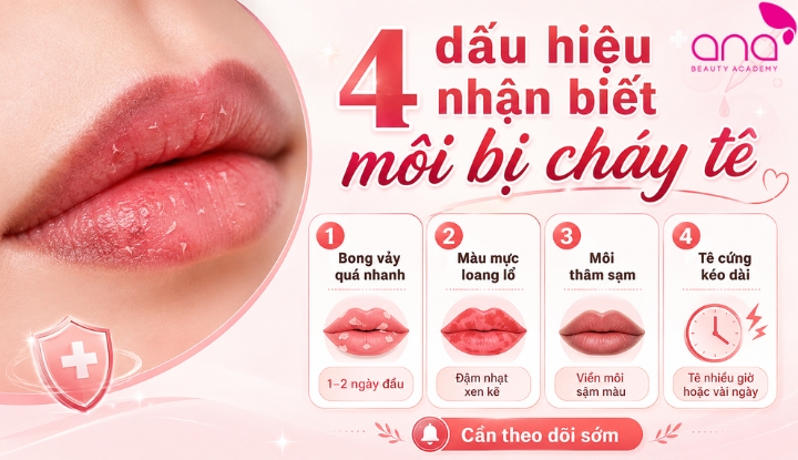 4 dấu hiệu nhận biết môi bị cháy tê