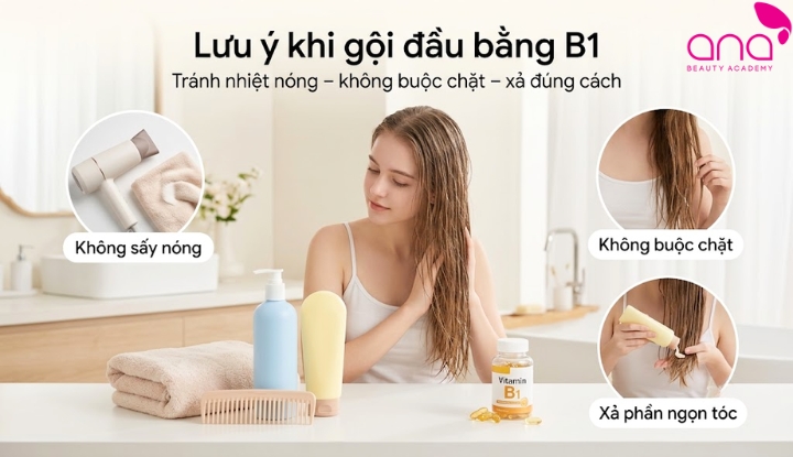 Lưu ý khi gội đầu bằng B1 tại nhà