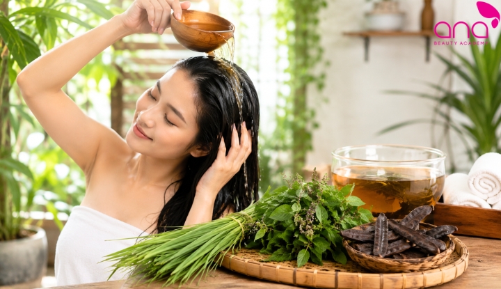 Gội đầu bằng cỏ mần trầu, hương nhu và bồ kết