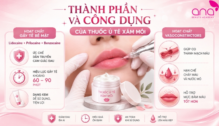 Thành phần và công dụng của thuốc ủ tê xăm môi