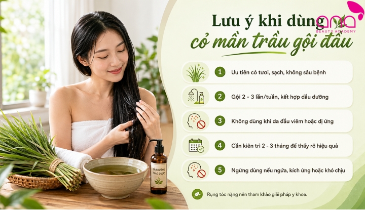 Lưu ý khi dùng cỏ mần trầu gội đầu