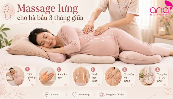 Ba tháng giữa phù hợp massage vùng vai, lưng, thắt lưng và hông