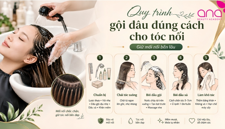 Quy trình gội đầu đúng cách cho tóc nối