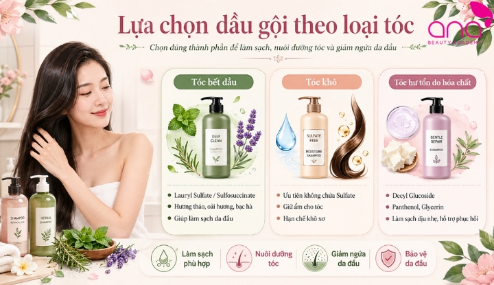 Lựa chọn dầu gội theo loại tóc