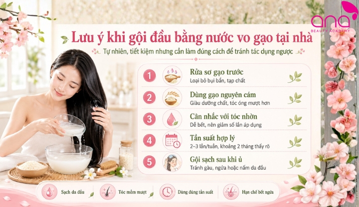 Lưu ý khi gội đầu bằng nước vo gạo tại nhà