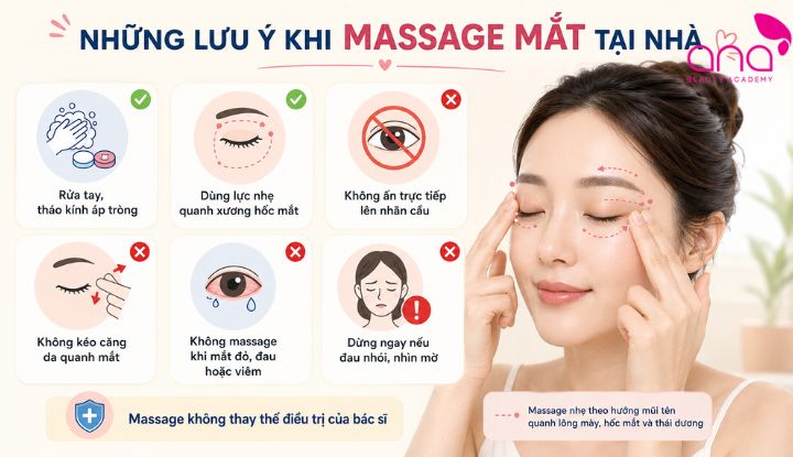 Nguyên tắc dùng lực nhẹ và bảo vệ vùng mắt nhạy cảm