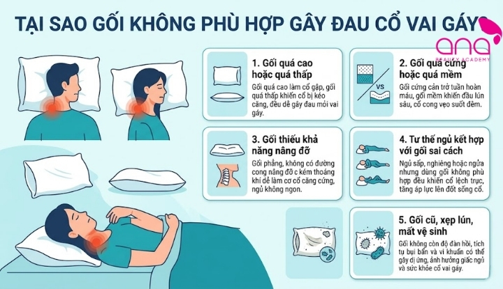 Tại sao gối không phù hợp gây đau cổ vai gáy
