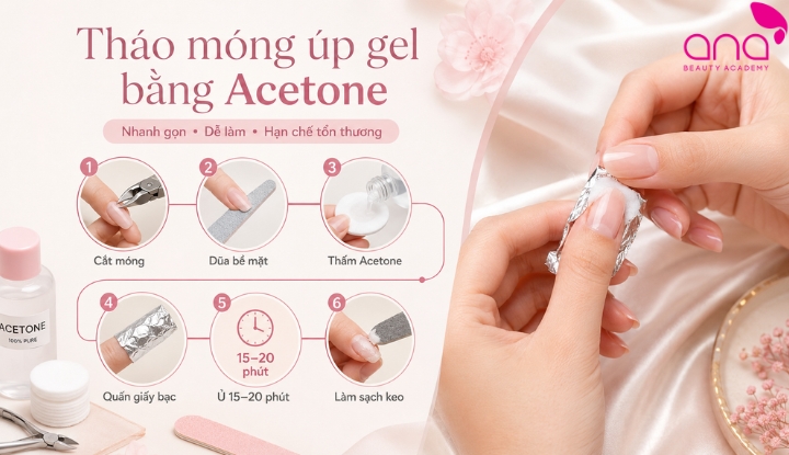 Cách tháo móng úp gel tại nhà bằng Acetone