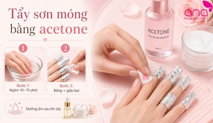 Tẩy sơn móng tay bằng acetone