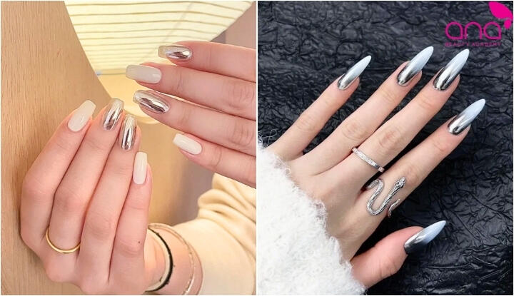 Nail tráng gương bạc thời thượng