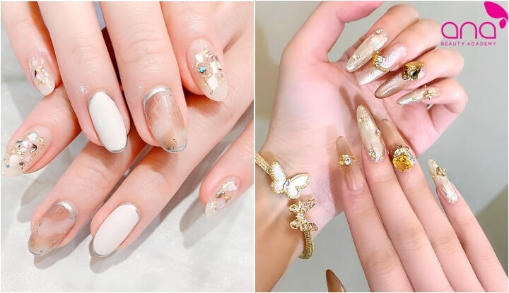 Nail nhọn tròn sang trọng, quý phái