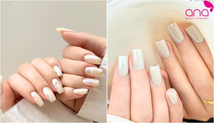 Nail tráng gương ngọc trai sang nhẹ