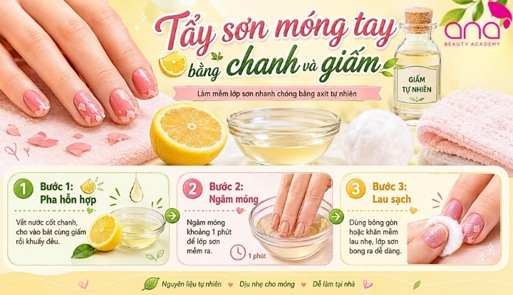 Tẩy sơn móng tay bằng chanh và giấm