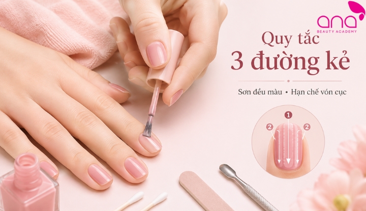 Ba đường cọ từ giữa sang hai bên giúp màu phủ đều
