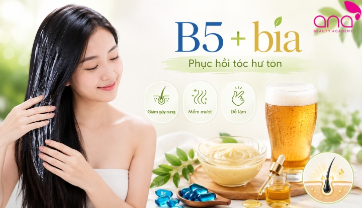 Ủ tóc bằng vitamin B5 kết hợp bia