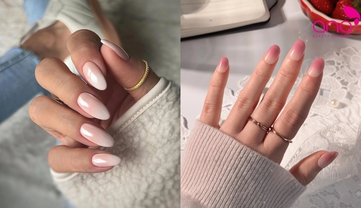 Hiệu ứng ombre giúp móng chuyển màu mềm mại, tạo chiều sâu tự nhiên