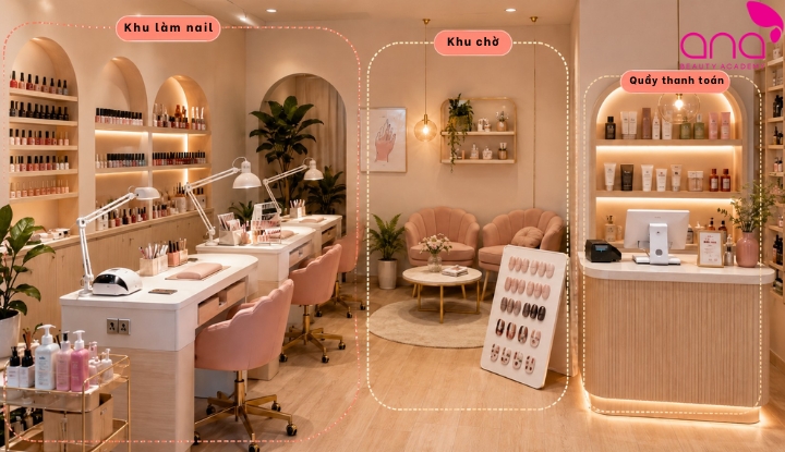 Bố trí tiệm nail nhỏ