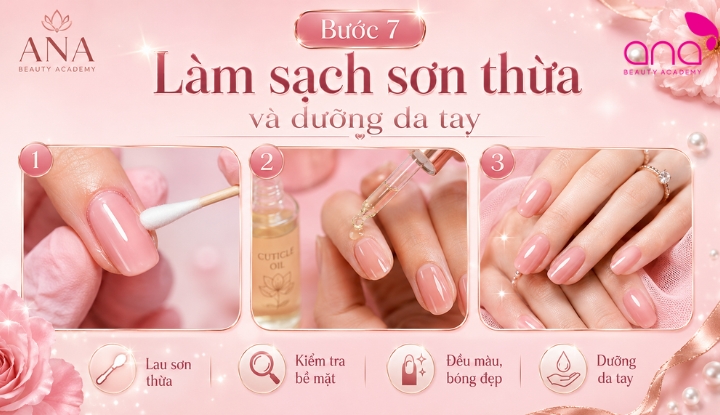 Làm sạch sơn thừa và dưỡng da tay sau khi sơn