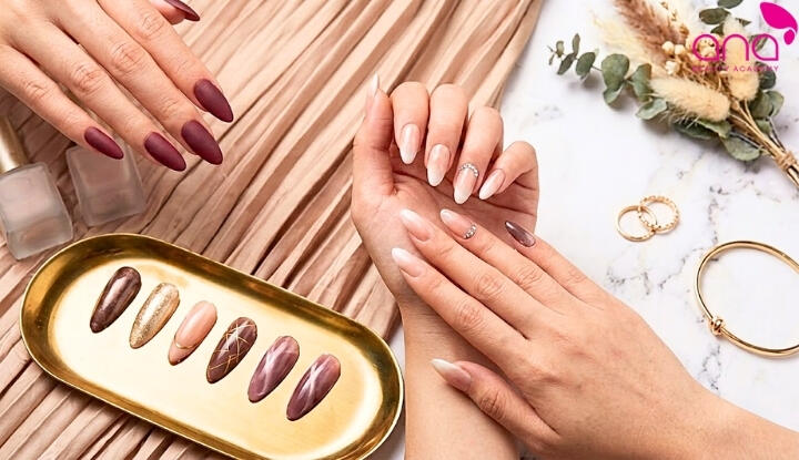 Mẫu nail móng nhọn tròn phù hợp từng tone da