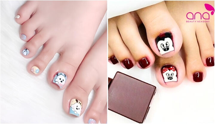 Mẫu nail chân vẽ hình thú vị