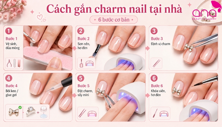 cách gắn charm nail