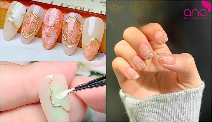 Nail tráng gương vẽ nổi 3D ấn tượng