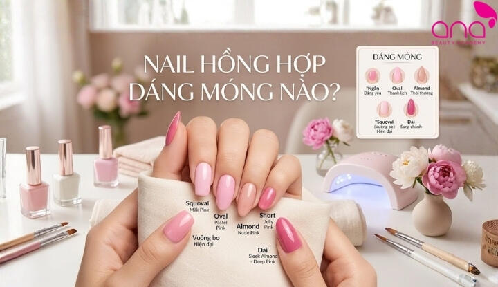 Nail màu hồng phù hợp với dáng móng nào?