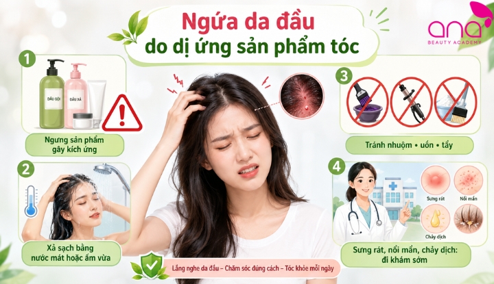 Điều trị ngứa da đầu do dị ứng sản phẩm tóc