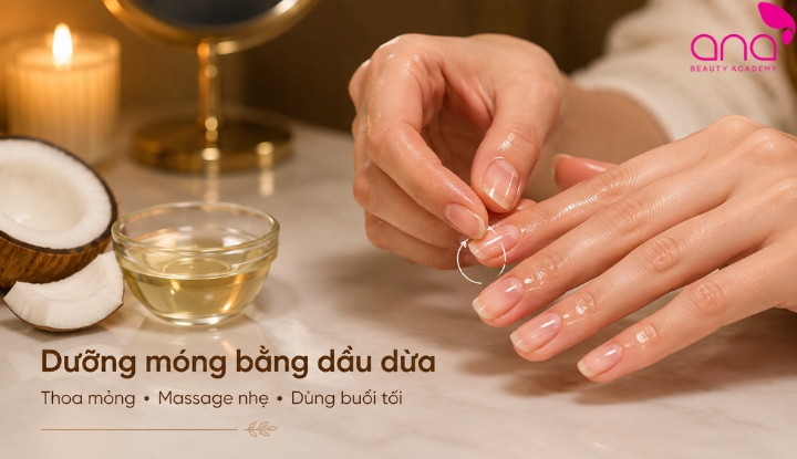 dưỡng móng bằng dầu dừa