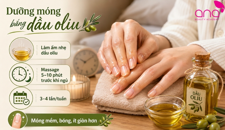 dưỡng móng bằng dầu oliu