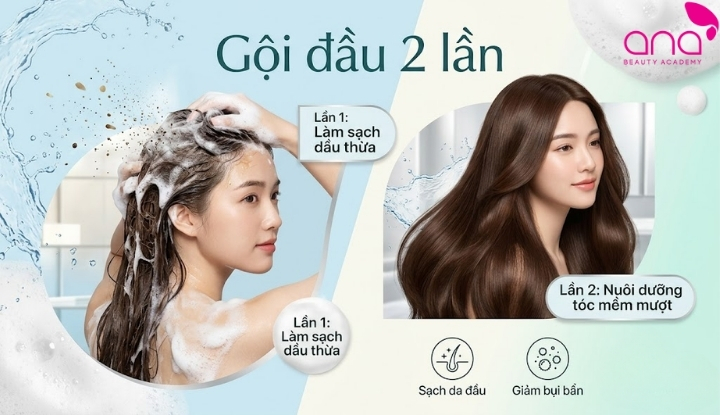 Gội hai lần giúp loại bỏ bụi bẩn, dầu thừa