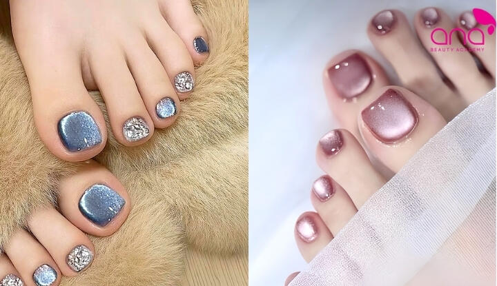 Mẫu nail chân mắt mèo độc đáo
