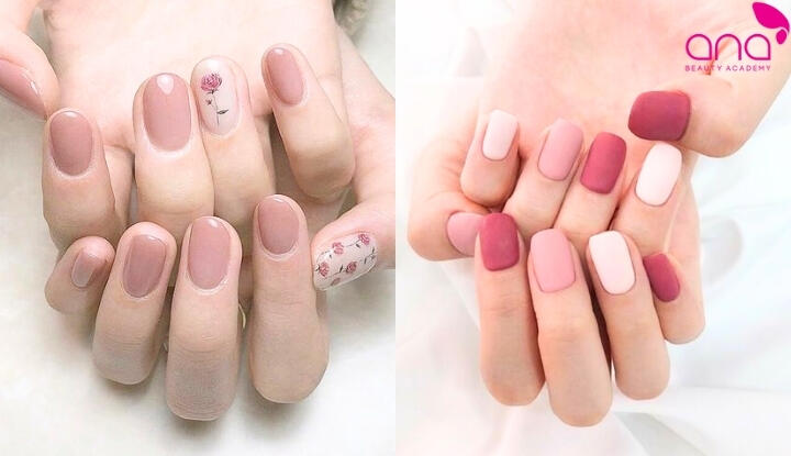 Nail màu hồng phối màu theo nhiều phong cách