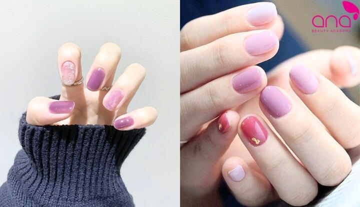 Nail màu hồng phối màu theo nhiều phong cách