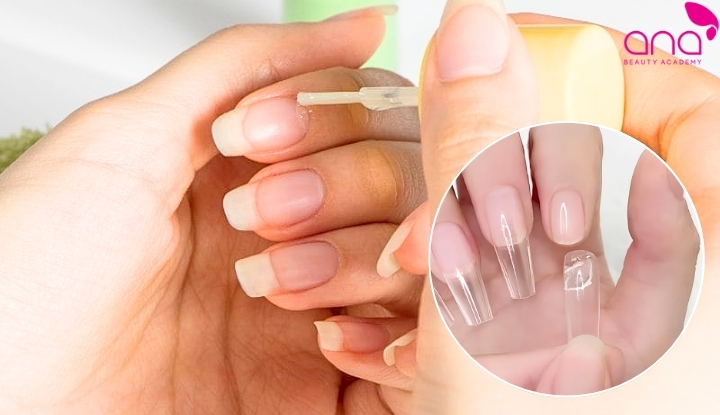 Dán móng tay giả bằng keo dán móng chuyên dụng