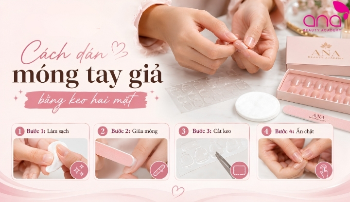 Cách dán móng tay giả bằng keo hai mặt